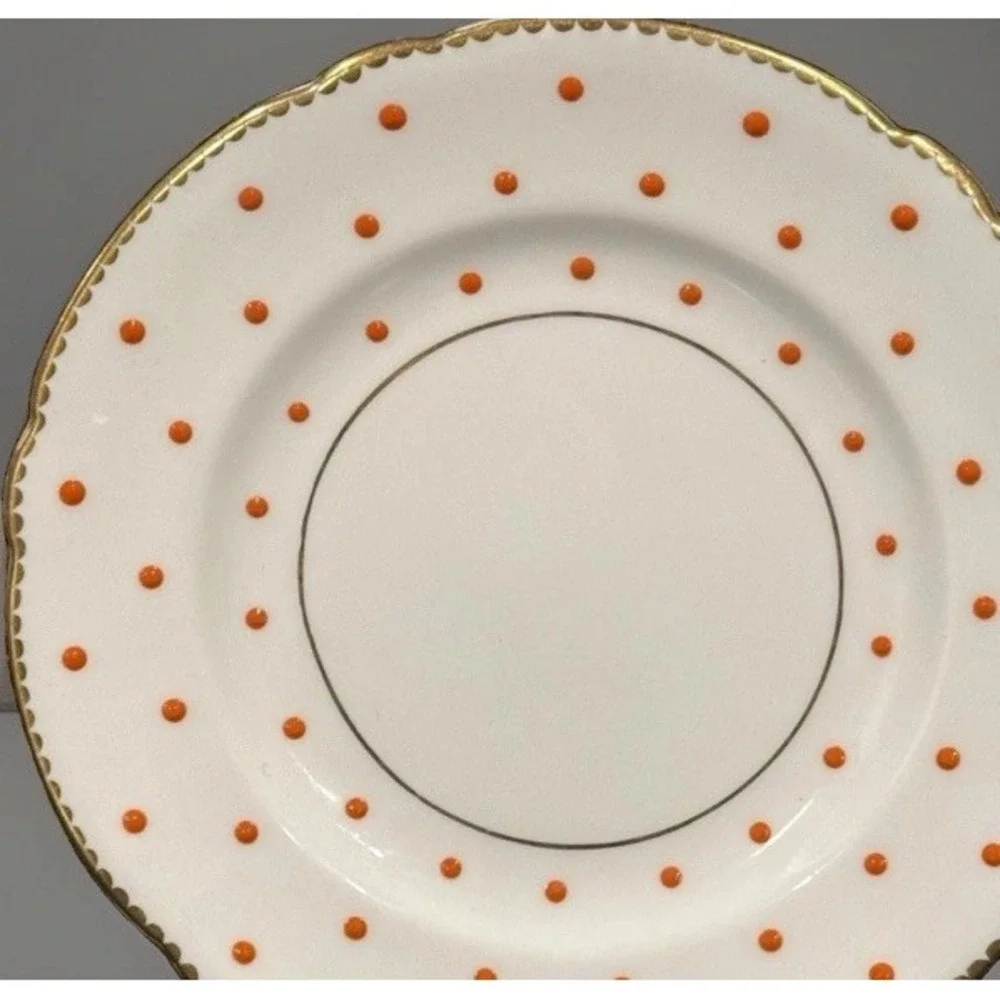 Shelley Fine Bone China England Orange Dainty Polka Dot Gold Trim 5